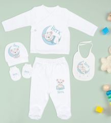 BK Kids Kişiye Özel 9 Parça Beyaz Hastane Çıkışı ve Battaniye Hediye Seti, Yeni Doğan Bebek Giyim Hediyesi-3