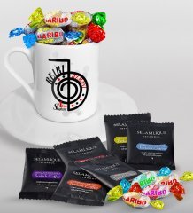 Kişiye Özel Reiki Uzmanı Türk Kahvesi Fincanı Selamlique Karışık Türk Kahvesi ve Haribo Şeker Hediye Seti-1