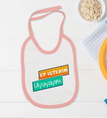 BK Kids Ep İsterim Tasarımlı Pembe Bebek Body Zıbın ve Mama Önlüğü Hediye Seti-3