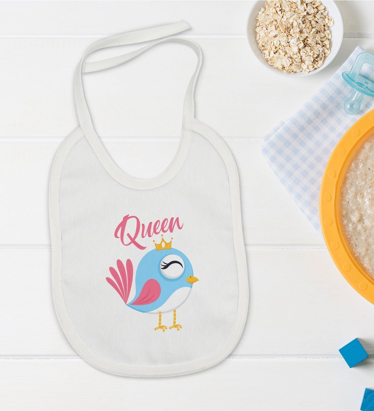 BK Kids Queen Tasarımlı Bebek Mama Önlüğü - Model 1