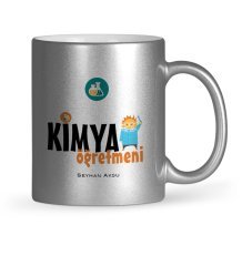 Kişiye Özel Kimya Öğretmeni Gümüş Yaldızlı Kupa Bardak - 1