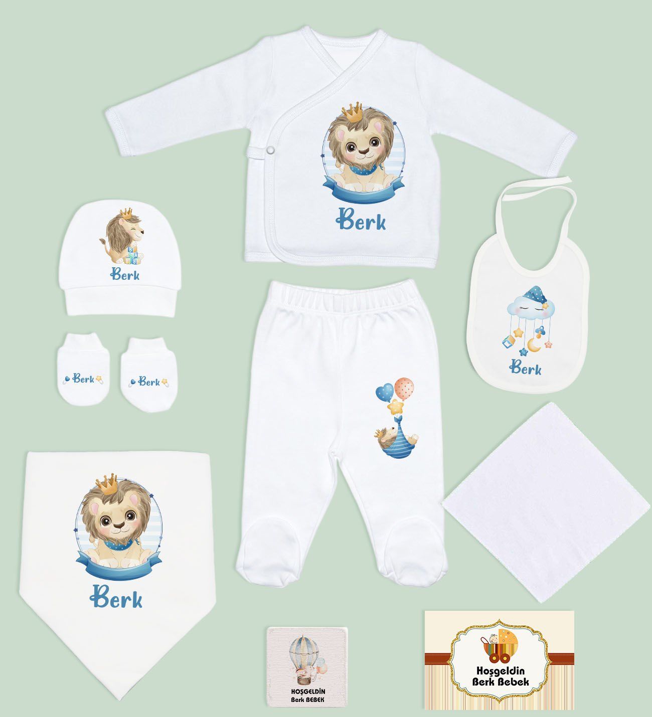 BK Kids Kişiye Özel 9 Parça Beyaz Hastane Çıkışı ve Battaniye Hediye Seti, Yeni Doğan Bebek Giyim Hediyesi-2