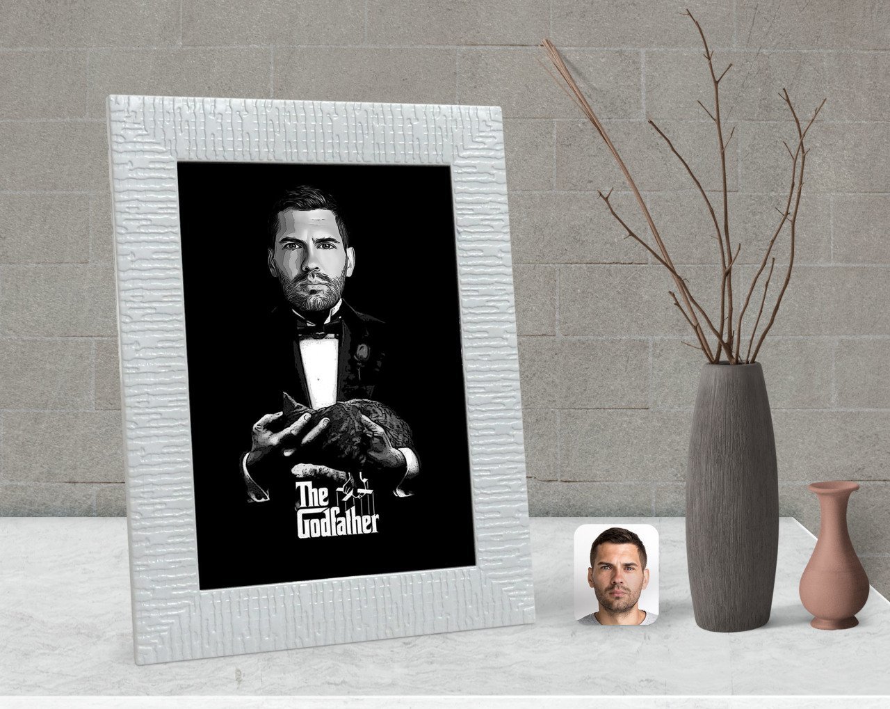 Kişiye Özel Godfather Baba Karikatürlü Dekoratif Çerçeve-10