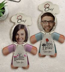 BK Gift Kişiye Özel Fotoğraflı Chef Sevgililer 2’li Bebek Yastık-2