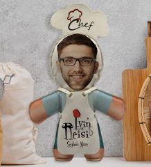 BK Gift Kişiye Özel Fotoğraflı Chef Sevgililer 2’li Bebek Yastık-2