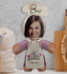 BK Gift Kişiye Özel Fotoğraflı Chef Sevgililer 2’li Bebek Yastık-2