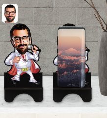 Kişiye Özel Elvis Presley Karikatürlü Ahşap Biblo Telefon Standı-1