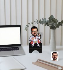 Kişiye Özel Elvis Presley Karikatürlü Ahşap Biblo Telefon Standı-1