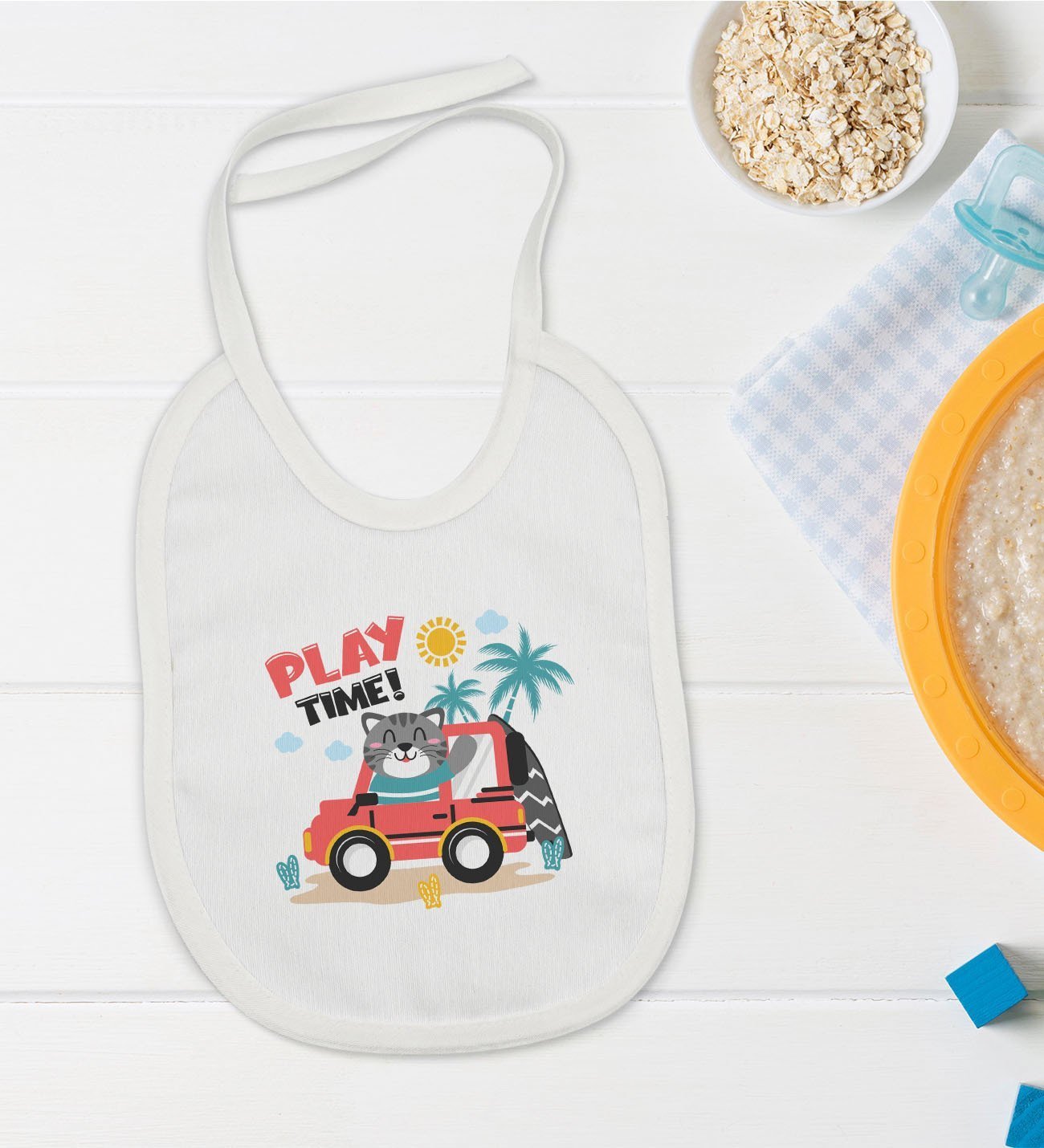 BK Kids Play Time Tasarımlı Bebek Mama Önlüğü - Model 1