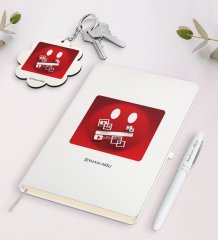 Kişiye Özel Youtuber Beyaz Defter Kalem ve Anahtarlık Hediye Seti-2