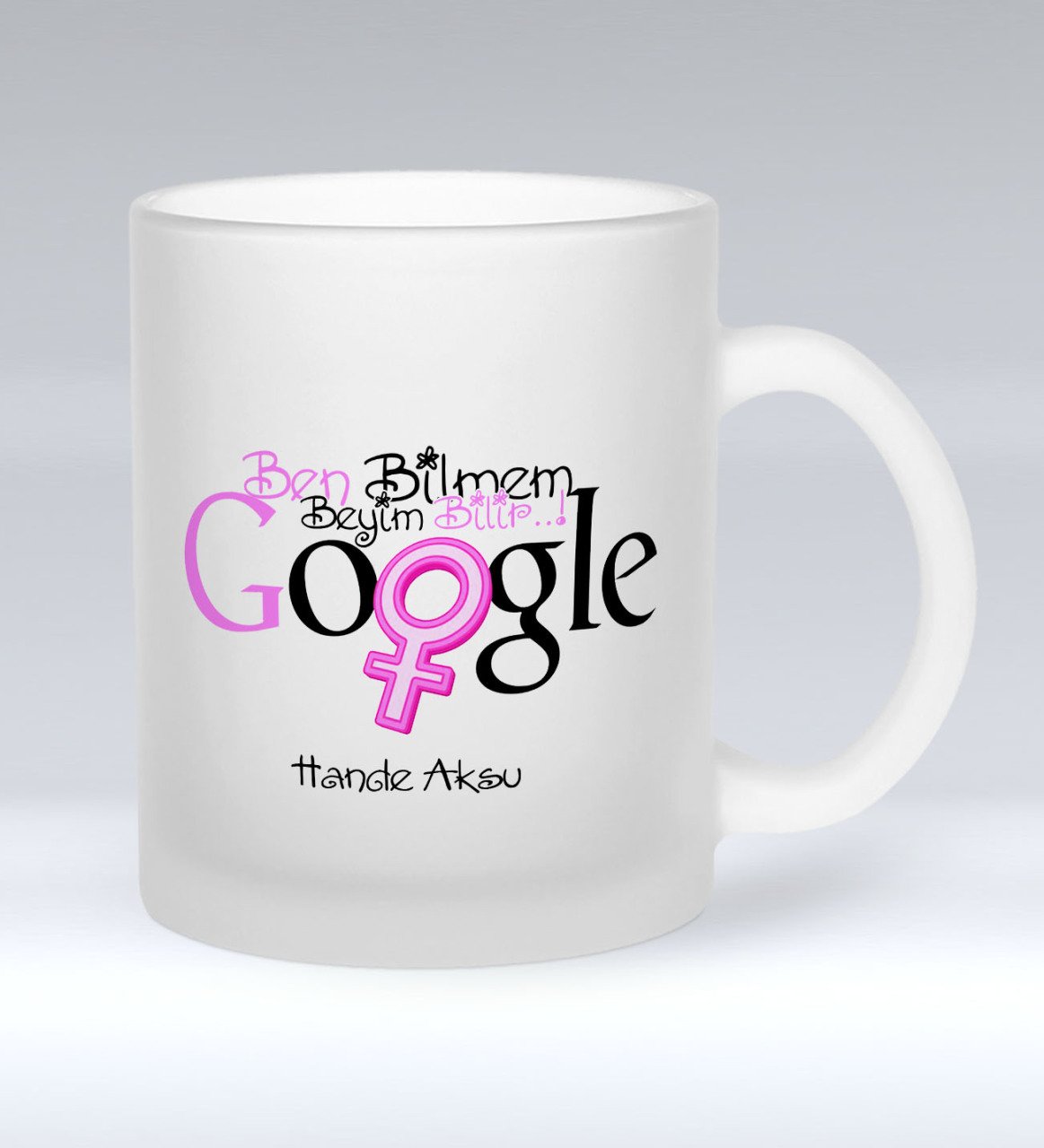 Kişiye Özel Google Ben Bilmem Beyim Bilir Cam Kupa Bardak - 1