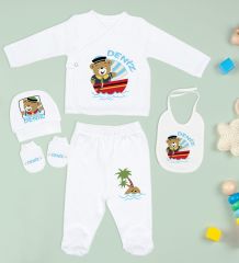 BK Kids Kişiye Özel 9 Parça Beyaz Hastane Çıkışı ve Battaniye Hediye Seti, Yeni Doğan Bebek Giyim Hediyesi-1
