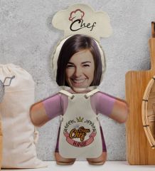 BK Gift Kişiye Özel Fotoğraflı Chef Sevgililer 2’li Bebek Yastık-1