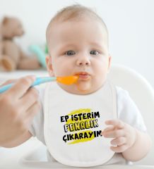 BK Kids Ep İsterim Tasarımlı Beyaz Bebek Body Zıbın ve Mama Önlüğü Hediye Seti-6