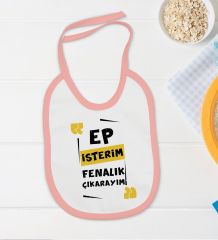 BK Kids Ep İsterim Tasarımlı Pembe Bebek Body Zıbın ve Mama Önlüğü Hediye Seti-1