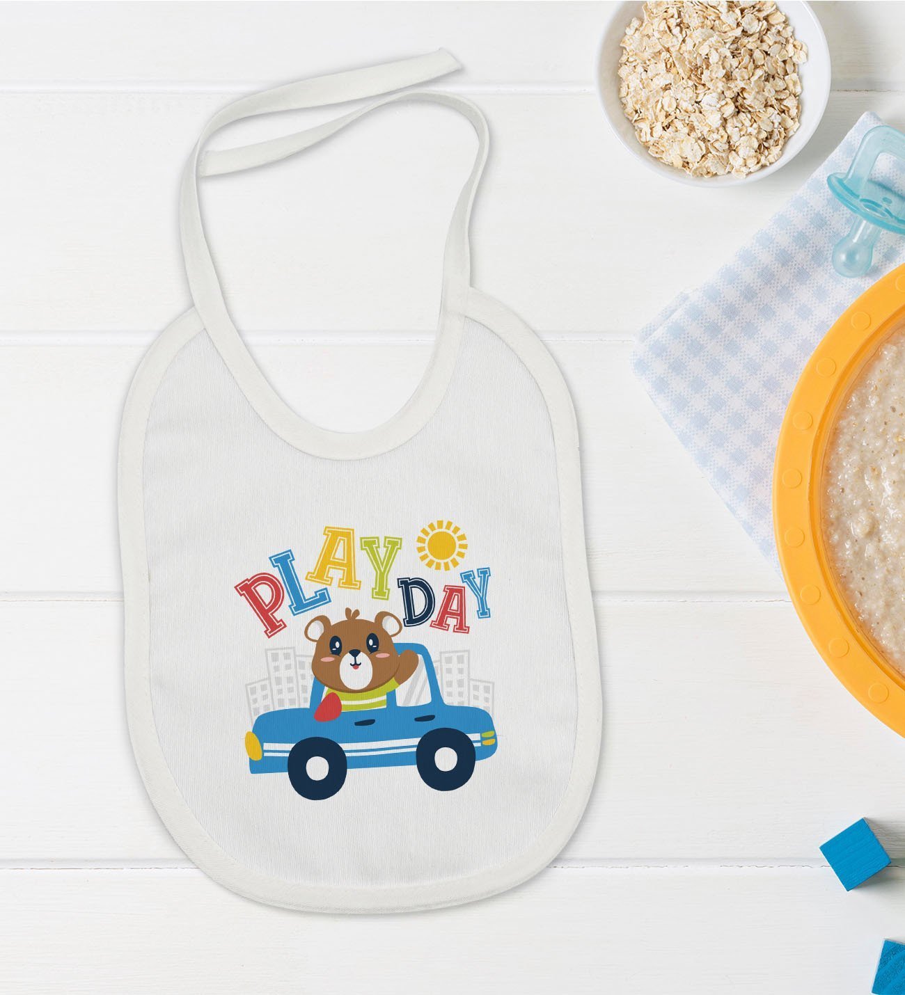 BK Kids Play Day Tasarımlı Bebek Mama Önlüğü - Model 1