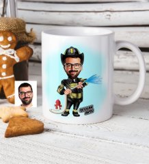 Kişiye Özel Bay İtfaiyeci Karikatür Beyaz Kupa Bardak