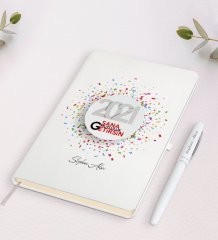 Kişiye Özel Yılbaşı 2023 Sana Mutluluk Getirsin Temalı Beyaz Defter Kalem Seti