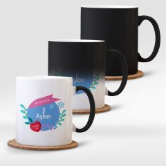 Kişiye Özel Hep Mutlu Kal Aşkım Sihirli Kupa Bardak