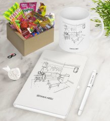 Kişiye Özel İç Mimar Nostaljik Lezzetler Defter Kalem Kupa Hediye Seti-5
