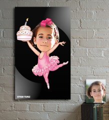 Kişiye Özel Kız Çocuk Doğum Günü Karikatür Ahşap Tablo - 1