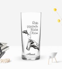 Kişiye Özel Renkli Baskılı Rakı Şişesinde Balık Olsam Tasarımlı Rakı Bardağı-1