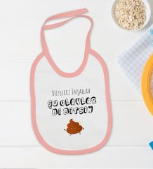 BK Kids Düzelcez İnşallah Tasarımlı Pembe Bebek Body Zıbın ve Mama Önlüğü Hediye Seti-1