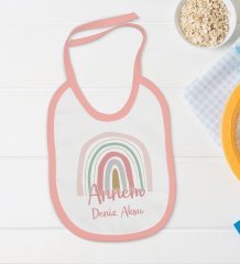 BK Kids Kişiye Özel Annem Tasarımlı Pembe Bebek Body Zıbın ve Mama Önlüğü Hediye Seti