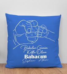 BK Gift Kişiye Özel İsimli Babalar Günü Tasarımlı Mavi Kırlent Yastık-8 Babaya Hediye, Ev Dekorasyonu, Babalar Günü Hediyesi