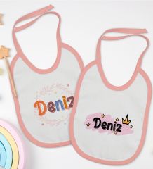 BK Kids Kişiye Özel İsimli 2’li Pembe Mama Önlüğü-15
