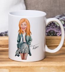 Bk Gift Kişiye Özel Karikatürlü Kadın Tasarımlı Beyaz Kupa Bardak-117, Arkadaşa Hediye , Karikatürlü Kupa Bardak