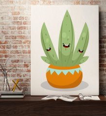 BK Gift Kaktüs Tasarımlı Kanvas Tablo 70x100cm-15