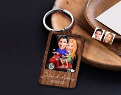 BK Gift Sevgililere Özel Karikatür Ahşap Anahtarlık, Sevgililer Günü Hediyesi, Yıl Dönümü Hediyesi, Doğum Günü Hediyesi-6