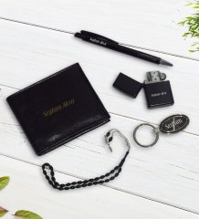Kişiye Özel Cüzdan&Çakmak&Kalem&Tespih&Anahtarlık Hediye Seti