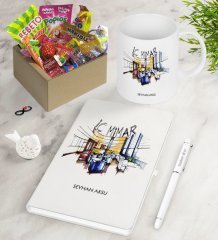 Kişiye Özel İç Mimar Nostaljik Lezzetler Defter Kalem Kupa Hediye Seti-4