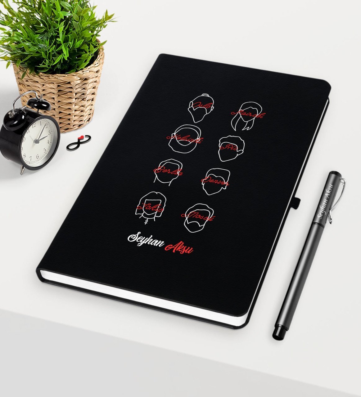 Kişiye Özel La Casa De Papel Siyah Defter Kalem Seti - 15
