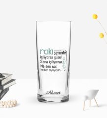 Kişiye Özel Renkli Baskılı Rakı Seninle Güzel Tasarımlı Rakı Bardağı-1