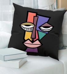 BK Gift Modern Art Tasarımlı Premium Kumaş Siyah Kırlent Yastık, Ev Hediyesi, Ev Dekorasyonu, Dekoratif Hediye-8