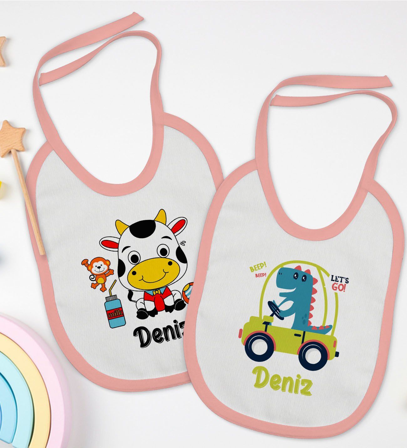 BK Kids Kişiye Özel İsimli 2’li Pembe Mama Önlüğü-14