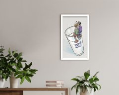 BK Home Rakı Tasarımlı Dekoratif Ahşap Beyaz Çerçeveli Tablo-3