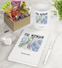 Kişiye Özel İç Mimar Nostaljik Lezzetler Defter Kalem Kupa Hediye Seti-3