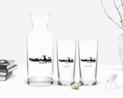 Kişiye Özel Renkli Baskılı Konya Tasarımlı Turistik İkili Rakı Bardağı ve Karaf Hediye Seti-2