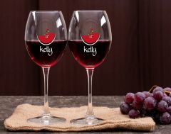 BK Gift Kişiye Özel İsimli Renkli Baskılı 2'li Şarap Kadehi Seti- 3, Şarap Kadehi Hediye Seti, Doğum Günü Hediyesi, Sevgiliye Hediye