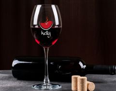 BK Gift Kişiye Özel İsimli Renkli Baskılı 2'li Şarap Kadehi Seti- 3, Şarap Kadehi Hediye Seti, Doğum Günü Hediyesi, Sevgiliye Hediye