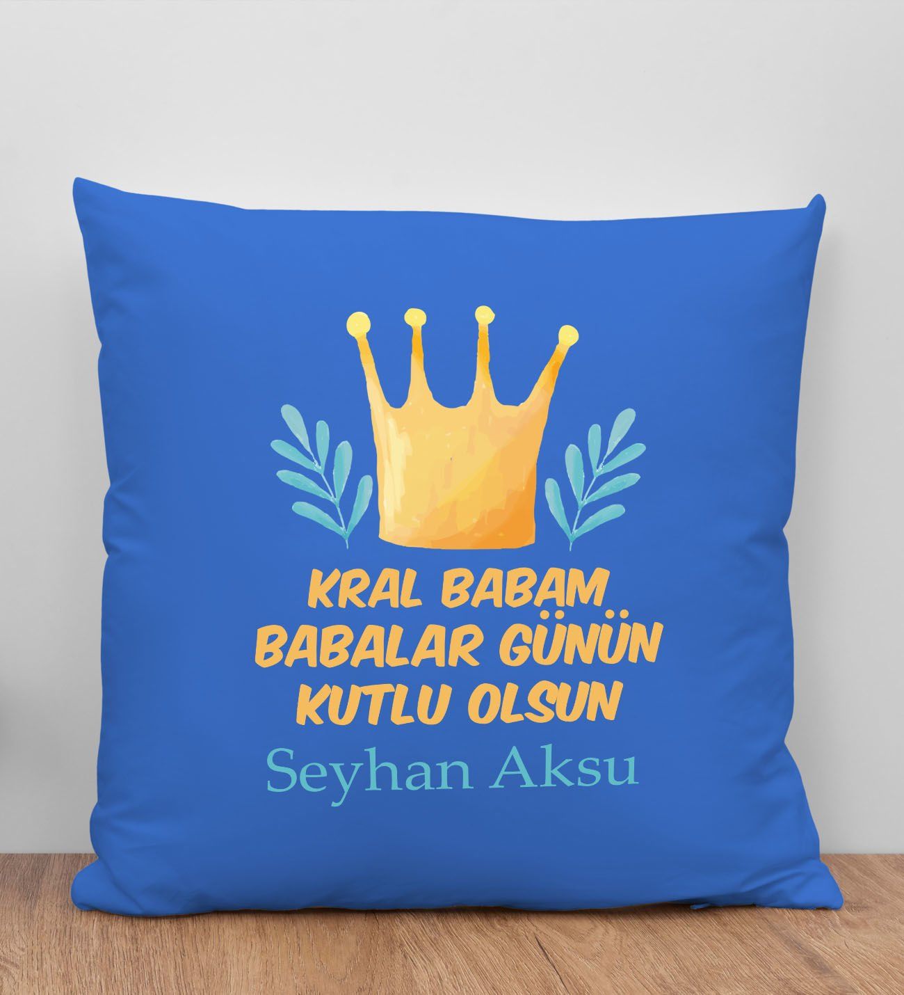 BK Gift Kişiye Özel İsimli Babalar Günü Tasarımlı Mavi Kırlent Yastık-6 Babaya Hediye, Ev Dekorasyonu, Babalar Günü Hediyesi