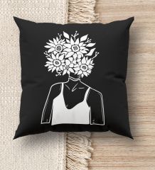BK Gift Modern Art Tasarımlı Premium Kumaş Siyah Kırlent Yastık, Ev Hediyesi, Ev Dekorasyonu, Dekoratif Hediye-7