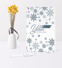 Kişiye Özel Yılbaşı Mutlu Yıllar Temalı Beyaz Defter Kalem Seti - 17
