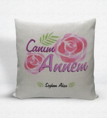 Kişiye Özel Canım Annem Dekoratif Keten Yastık - 15