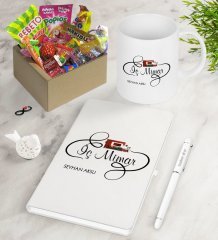 Kişiye Özel İç Mimar Nostaljik Lezzetler Defter Kalem Kupa Hediye Seti-2