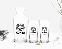Kişiye Özel Renkli Baskılı Konya Tasarımlı Turistik İkili Rakı Bardağı ve Karaf Hediye Seti-1
